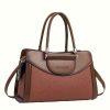 Women’s Large Capacity Crossbody Bag – Brown -like Handbag with Zipper Closure, Structured comptartment & Polyester Lining – Everyday & Formal Purse for Women, Crossbody Purse, Elegant Turn Lock, Oiled Edge Detailing, Versatile Tote, Colorblocking Style, Durable Construction, Spacious Tote, Stylish Ladies
