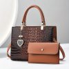 Women Fashion Tote Set Large Capacity Crocodile Shoulder Bag Handbag and Wallet for Travel Beach Daily Shopping