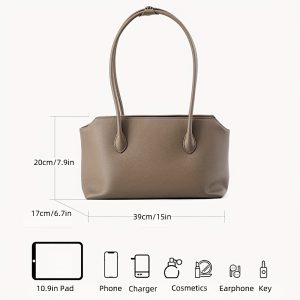 Women'S Genuine Leather Tote Bag with Fixed Shoulder Straps & Zipper Closure - Elegant Black Handbag for Work, Travel, or Everyday Use, Work Handbag, Sophisticated Accessory, Smooth Texture