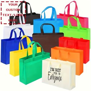 Customizable 60pcs Non-Woven Tote Bags with Colorful Stripes and Handles - Personalized Logou002FText, Ideal for Weddings, Holidays, Father'S Day, Mother'S Day, Easter, Thanksgiving - Durable Gift Bags for Women, Wedding Gift Bags|Vibrant Striped Design|Sturdy Handles, Wedding Gifts for Bride