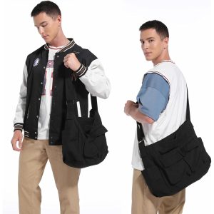 Messenger Bag Crossbody Men Women, Shoulder Bag with Zipper Water Bottle Holder College Work, Crossbody Messenger Bag, Canvas Messenger Bag Large Hobo Crossbody Bag With Multiple Pockets Casual Shoulder Tote Bag For Women And Men Same Say Delivery, Messenger Bag With Sections, Large Capacity Messenger Bag For Men, Office Bag For Men For Work, Check Crossbody Bag, Crossbody Work Bags For Women, Shoulder Bag With Compartments, Shoulder Bags With Compartments, Three Compartment