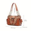 Vintage Flower Embossed Handbag, Punk Style Tote Bag, Y2K Chain for Women