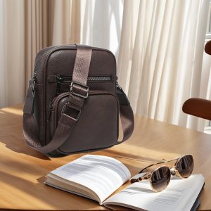 ZENG Crossbody Bag for Men & Women Faux Synthetic Leather Messenger Bag Small Chest Bag Versatile Bag Simple Shoulder Bag