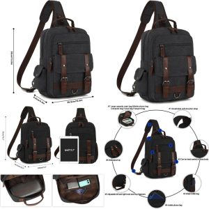 Vintage Messenger Bag Canvas Backpack for Travel Men'S Shoulder Bag Dualuse Bag for Hand Carry and Crossbody Carry