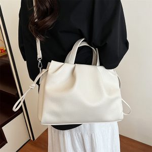 Women Crossbody Tote Bag Lightweight Trendy Solid Color Large Capacity Shoulder Bag Handbag for Travel