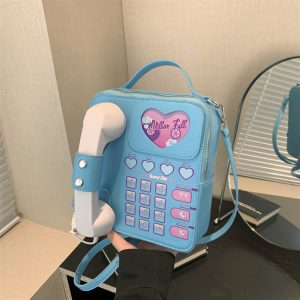 Women'S Shoulder Bags Telephone Shape Creative Funny Novelty Colorful Crossbody Bags with Adjustable Strap