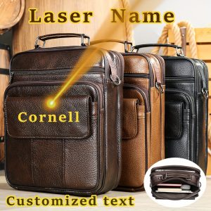 Customized Exclusive Genuine Genuine Leather Messenger Bag, Unique Crossbody Bag with Shoulder Strap for Casual Commuting and Outing, Special Gift for Partner